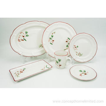 Embossed porcelain dinner set with decal color rim